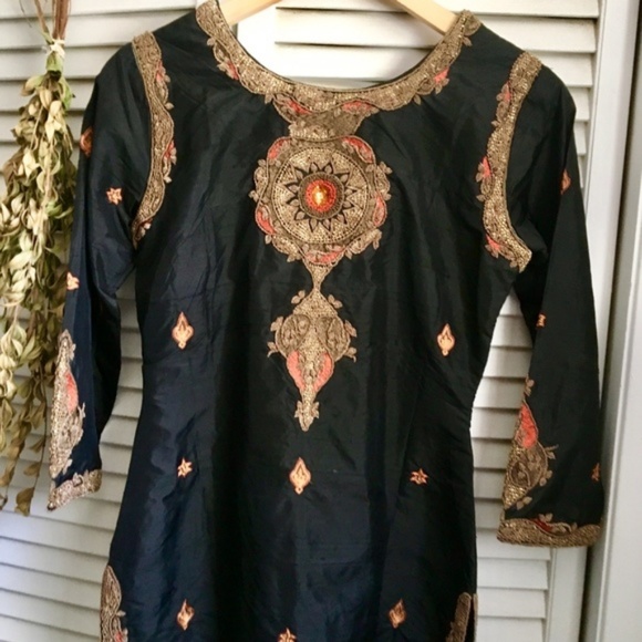 {Wasim Khan} Indian Bohemian Embroidered Dress, S - Picture 2 of 8